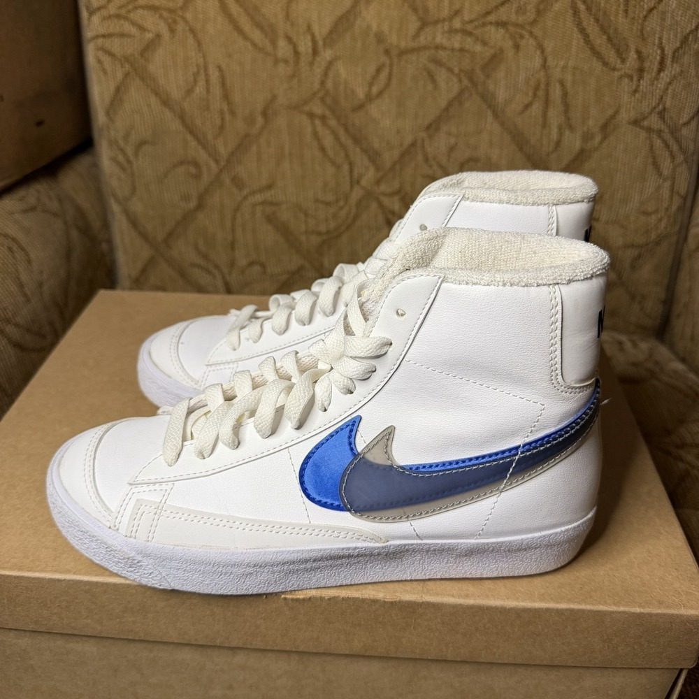 Nike Blazer Mid Next Nature GS White/Blue Sneakers FD0690-100 Size 5.5Y